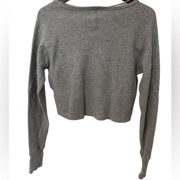 Free People We The Free Gray Thermal Dolman Sleeve Cropped Top Women’s Small - Picture 2 of 7